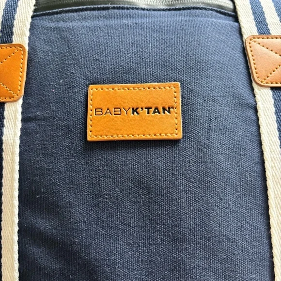 Baby K’tan Navy Canvas Diaper Bag Tote Insulated Bottle Pocket Paci Pouch - Picture 2 of 11